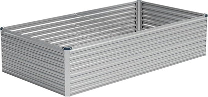 Vengarus 8x4x2FT Galvanized Raised Garden Bed Kit, Deep Root Planter Box Outdoor Large Planter Raised Beds for Planting Flowers,Vegetables and Herbs-Silver
