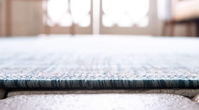 Unique Loom Outdoor Traditional Collection Area Rug - Antique (9' x 12' Rectangle, Light Aqua/ Gray)