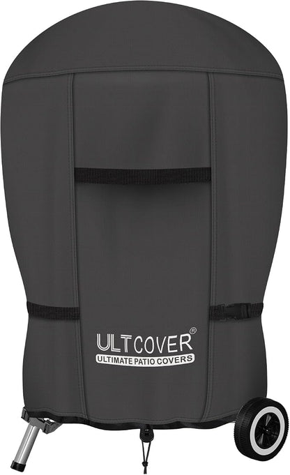 ULTCOVER Outdoor Waterproof Charcoal Kettle Grill Cover for Most 18 inch Round Smoker Size Up to 23” Dia x 32” H, Black