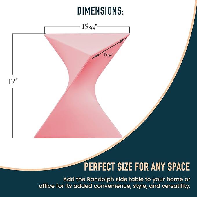 LeisureMod Modern Pink Accent Side Table - Stylish Side Vanity Table for Bedroom & Living Room