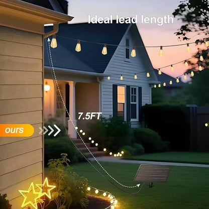 BLIATLUS 100FT Super Bright Solar String Lights Outdoor Waterproof with Remote Control 30+2 Shatterproof LED ST38 Bulbs for Porch Garden Market Bistro Patio Backyard Fence
