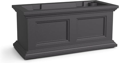 Mayne Fairfield 2ft Window Box, Self Watering Flower Box with Double Wall Design, All Season Fade Resistant Outdoor Window Planter with Steel Mounting Bracket, Graphite Grey