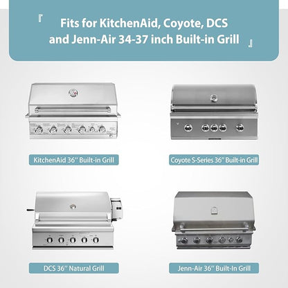 SHINESTAR 38 Inch Built-in Grill Cover for DCS, 600D Heavy Duty Waterproof Island Grill Top Cover with Vents & Click-Close Straps, Windproof BBQ Cover for Jenn-Air, KitchenAid, and Lynx