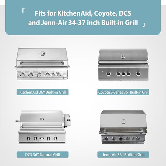 SHINESTAR 38 Inch Built-in Grill Cover for DCS, 600D Heavy Duty Waterproof Island Grill Top Cover with Vents & Click-Close Straps, Windproof BBQ Cover for Jenn-Air, KitchenAid, and Lynx