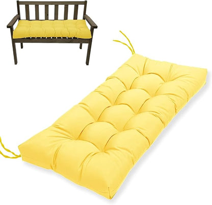 MTMR Outdoor Bench Cushion for Furniture 40X19 Inch Tufted Porch Swing Cushions with High Elasticity PP Cotton and Durable Ties, Thick Bench Seat Cushions for Patio Furnitures Yellow