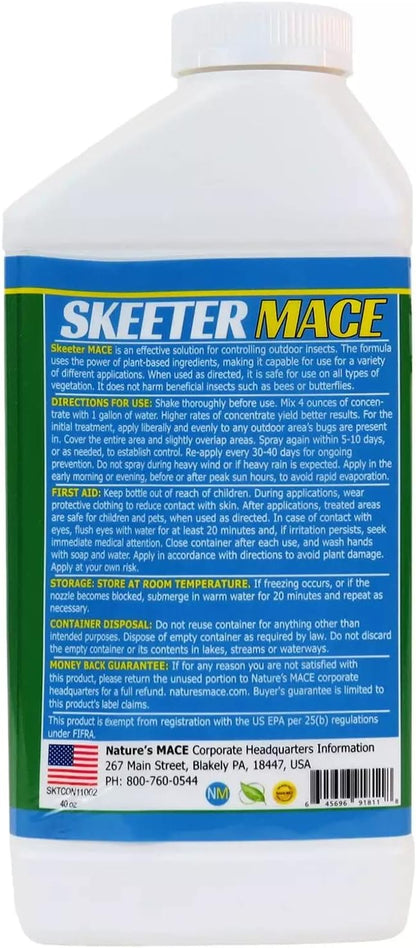 Nature’s MACE Skeeter Pest Repellent Spray - Safe for Pet and Plants, Outdoor Repellent Pest Control, Yard Protection Insect and Spider Barrier Treatment Essential Oil Formula Fresh Scent - 40oz