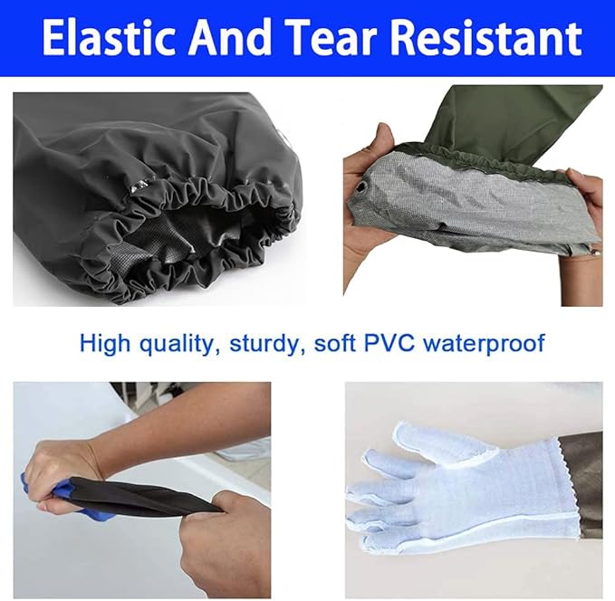Long Waterproof Rubber Gloves, Pond Gloves, 28” Shoulder Length Insulated PVC Coated Chemical Resistant Gloves Reusable, Resist Acid, Alkali & Oil, Machinery, Industry, Fishery, Aquarium Gloves