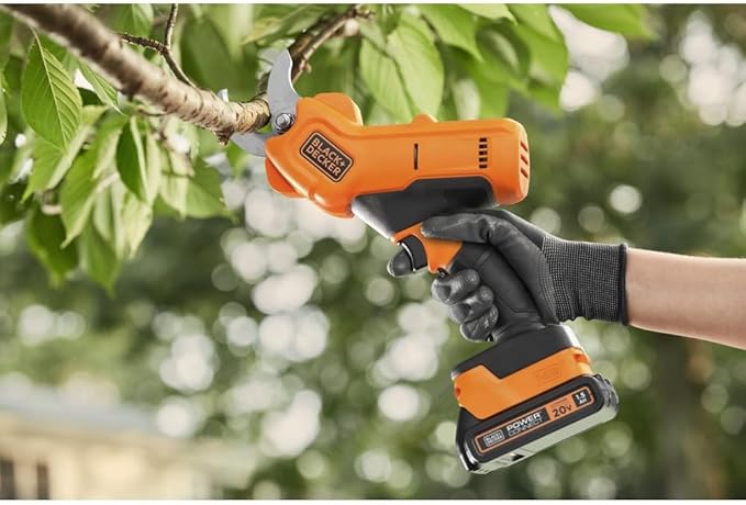 BLACK+DECKER 20V MAX* Cordless Pruner Electric Pruning Shears, Battery and Charger Included, 900 Cuts Per Charge, Electric Pruner, Tool Free Blade Change (BCPR320C1)