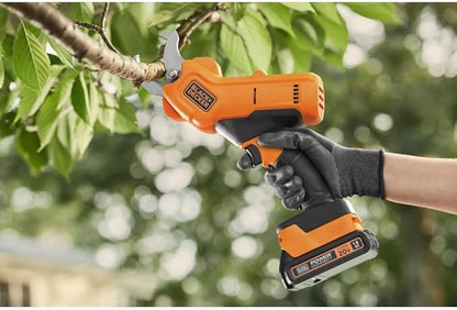 BLACK+DECKER 20V MAX* Cordless Pruner Electric Pruning Shears, Battery and Charger Included, 900 Cuts Per Charge, Electric Pruner, Tool Free Blade Change (BCPR320C1)