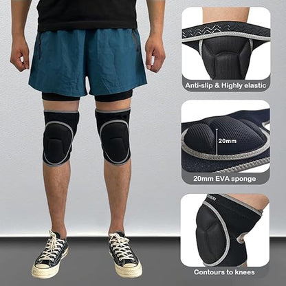 Knee Pads for Gardening,Flooring - Thick EVA Foam Cushion, Non-Slip Silicone & Adjustable Straps (S/M/L), Breathable Unisex Garden Kneeling Pad with Extended Comfort