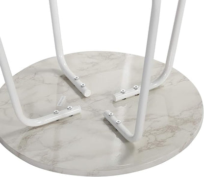 VECELO Patio Outdoor Side Snack Table,Small Round Anti-Rust Metal Style for Garden Balcony,Yard,Living Room