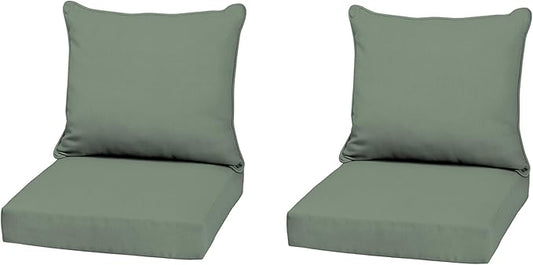 Arden earthFiber Outdoor Deep Seat Cushion Set (2-Pack), 22 in x 24 in, Weather-Proof, Rain-Proof, Fade Resistant Patio Cushion for Chair, Sofa, and Couch Sage Green Texture