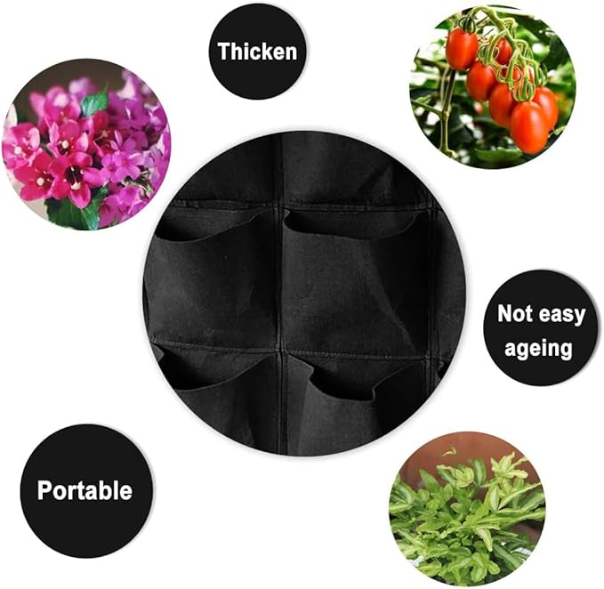 WFIST Vertical Hanging Planter Bag, Breathable Felt Wall Garden Planter with Metal Grommets, Indoor/Outdoor Space-Saving Herb & Flower Growing Pouch (25-Pocket)