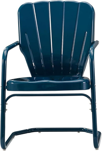 Crosley Furniture Ridgeland 2-Piece Outdoor Chair Set, Retro Metal Patio Chairs for Dining, Porch, Deck, Navy