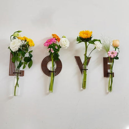 Wood Letter L Wall Propagation Station Lightweight Decorative Plant Holder for Small Cuttings, Removable Adhesive Wall Decor for Bedroom, Nursery, Office