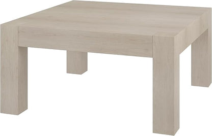 Henn&Hart 34" Square Coffee Table with Wood Top for Living Room, Family Room, Office, or Apartment, Alder White