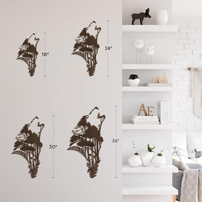 SIGNLEADER Metal Wall Art Decor Plant Leaf Minimalist Modern Abstract Wall Sculpture Hangings Home Decoration for Living Room, Bedroom, Bathroom, Kitchen, Outdoor - 18" Bronze