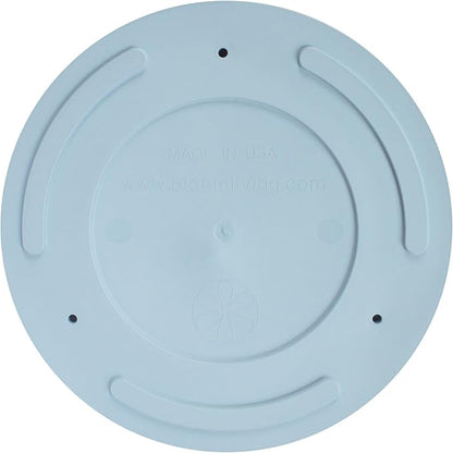 Bloem Mathers 12" Misty Blue Round Modern Resin Garden Planter Pot with Drainage Holes and Removable Saucer Tray Included