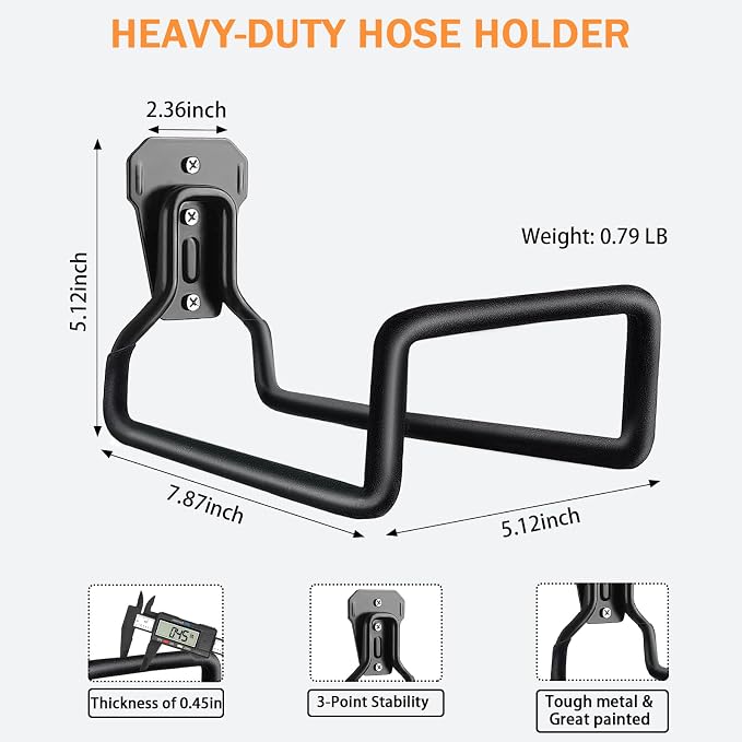 Hose Hanger, Hose Holder Wall Mount Heavy Duty Organizer for Garden Hoses Metal Hook Outdoor Rack for Water Hoses, 3 Pack