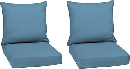 Arden Outdoor Deep Seat Cushion Set (2-Pack), 24 in x 24 in, Weather-Proof, Rain-Proof, Fade Resistant Patio Cushion for Chair, Sofa, and Couch French Blue Texture