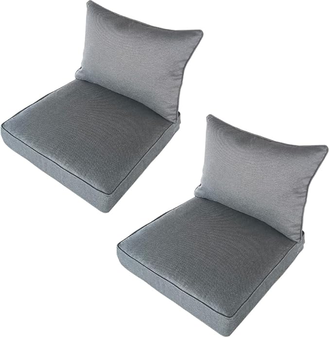 MEETHASUNY Outdoor Patio Furniture Replacement Cushions,25X25X5 Inch Deep Seat Chair Seat Back Cushion Set,All Weather Breathable Sectional Cushions for Patio Furniture Couch Loveseat,Charcoal Gray