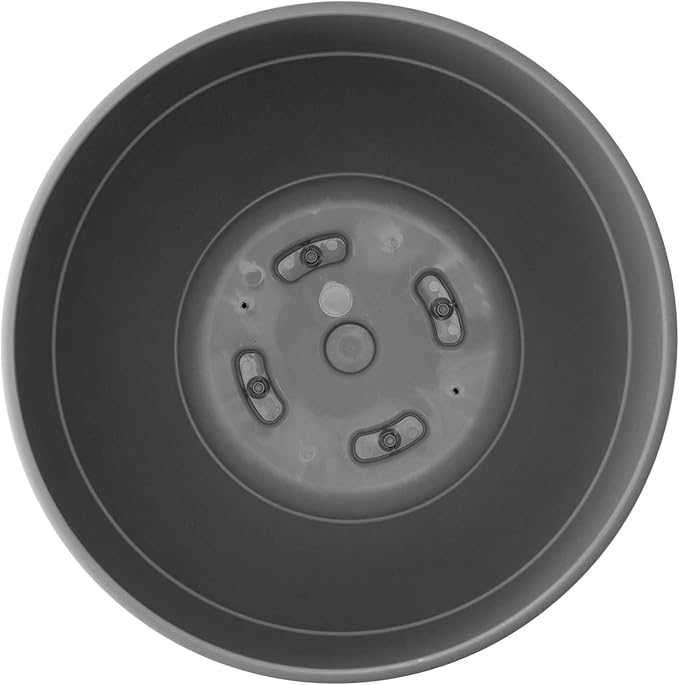 Bloem Dayton 8" Charcoal Recyled Plastic Planter Pot with Drainage Holes and Removable Saucer for Indoor and Outdoor Gardening