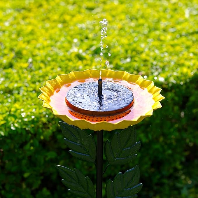 Birdbaths for Outdoors,Sunflower Bird Bath for Outside,41 Inches Flower Standing Birdbath & Birdfeeder with Metal Stake Garden Yard Lawn Decor