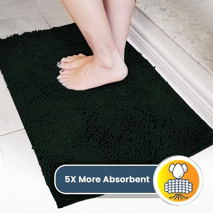 Muddy Mat® | Super Water Absorbent Door Mat Indoor, Microfiber Quick Dry Chenille Entryway Rug,Slip Resistant Front Door Mat,Indoor Mats for Entryway,Machine Washable Pet Rug, Hunter Green 32" x 40"