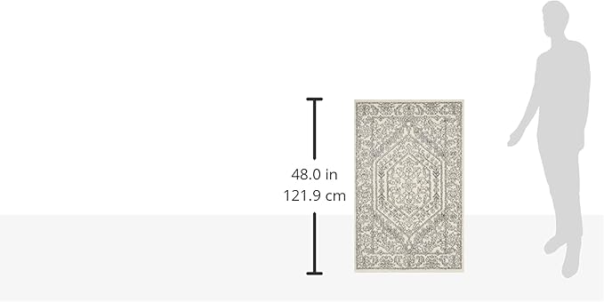 SAFAVIEH Adirondack Collection Accent Rug - 2'6" x 4', Ivory & Silver, Oriental Medallion Design, Non-Shedding & Easy Care, Ideal for High Traffic Areas in Entryway, Living Room, Bedroom (ADR108B)