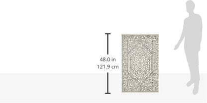 SAFAVIEH Adirondack Collection Accent Rug - 2'6" x 4', Ivory & Silver, Oriental Medallion Design, Non-Shedding & Easy Care, Ideal for High Traffic Areas in Entryway, Living Room, Bedroom (ADR108B)