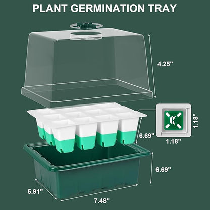 Sondiko Silicone Seed Starter Tray, 48 Cell Reusable Seed Starter Kit, Seedling Starter Trays with Humidity Dome, Mini Greenhouse Germination Kit, Perfect for Starting Vegetable, Flower & Herb Seeds