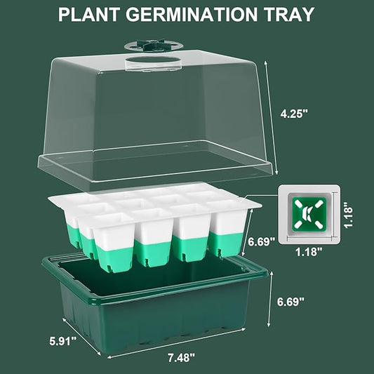 Sondiko Silicone Seed Starter Tray, 48 Cell Reusable Seed Starter Kit, Seedling Starter Trays with Humidity Dome, Mini Greenhouse Germination Kit, Perfect for Starting Vegetable, Flower & Herb Seeds