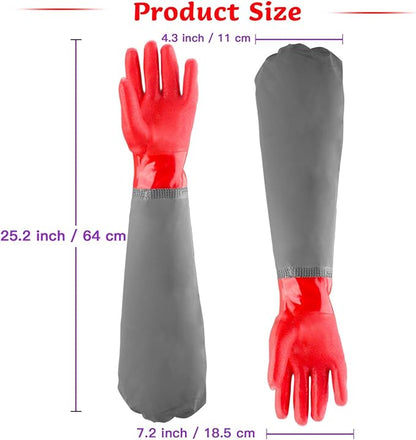 Coopache Full Arm Pond Gloves with Cotton lining Extra Long Waterproof Glove for Pond Cleaning/Machinery Industry 25-inch