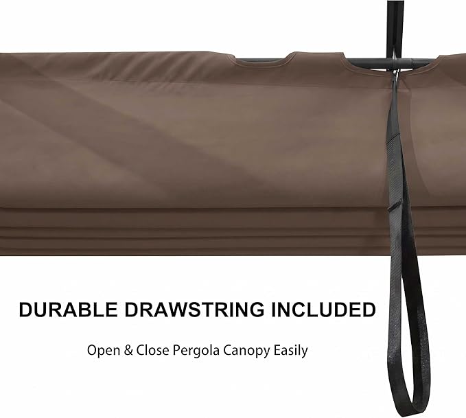 Pergola Shade Cover Replacement Canopy Top Compatible with 10 X 10 ft 6-Bar Pergola Frames - Brown (Canopy Size 116" W x 95" L, Canopy Top Only)