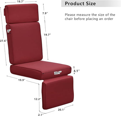 ATR ART TO REAL Outdoor Recliner Replacement Cushion, High Back Chair Cushions Patio Wicker Reclinning Chairs Seat Pad, Removable Cover, Waterproof, UV Resistant (Style A, Red)