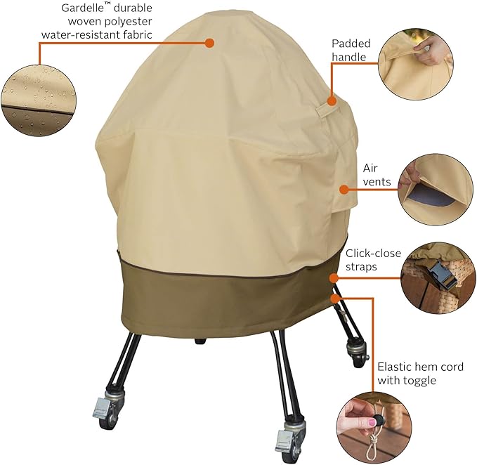 Classic Accessories Veranda Water-Resistant 27 Inch Kamado Ceramic BBQ Grill Cover