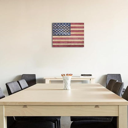 Berlun American Flag Wall Decor - Vintage Patriotic USA Flag Canvas Wall Art for Indoor Rustic Farmhouse Home Decor, 4th of July Independence Day Decoration, for Veterans Day AL-12 ﻿