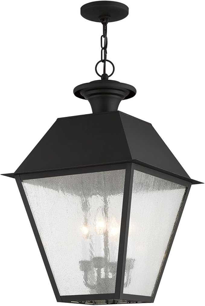 Livex Lighting 2174-04 Mansfield 4-Light Outdoor Hanging Lantern, Black