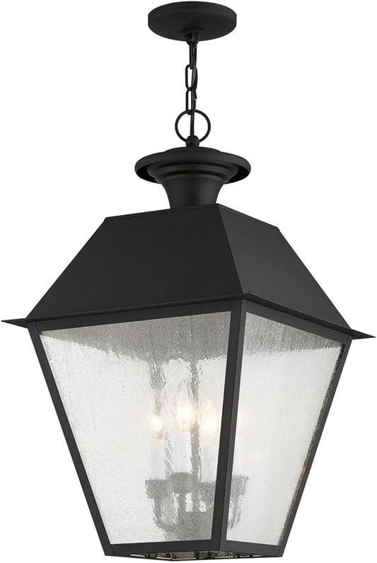 Livex Lighting 2174-04 Mansfield 4-Light Outdoor Hanging Lantern, Black