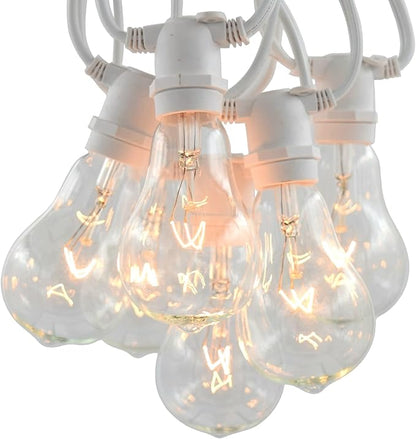 Hometown Evolution, Inc. Commercial Grade Vintage Edison Outdoor String Lights (PS50 Clear - Commercial White Wire, 50 ft)