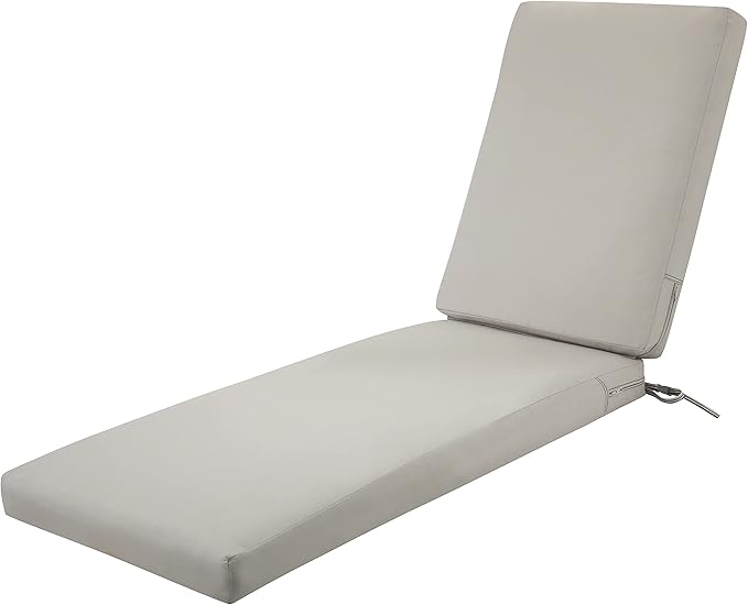 Classic Accessories Ravenna Water-Resistant 72 x 21 x 3 Inch Patio Chaise Lounge Cushion, Mushroom, Patio Cushion