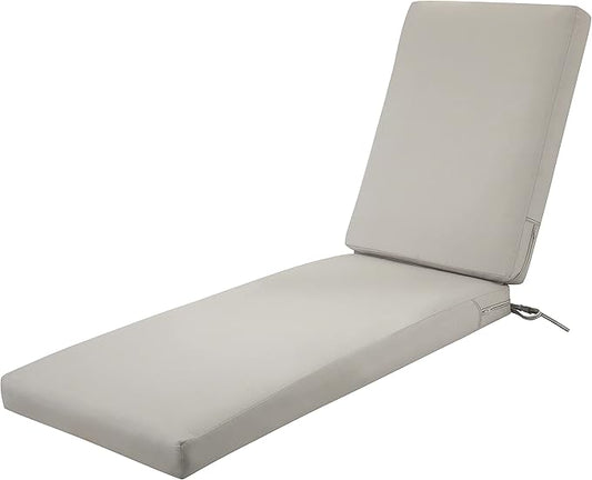 Classic Accessories Ravenna Water-Resistant 72 x 21 x 3 Inch Patio Chaise Lounge Cushion, Mushroom, Patio Cushion
