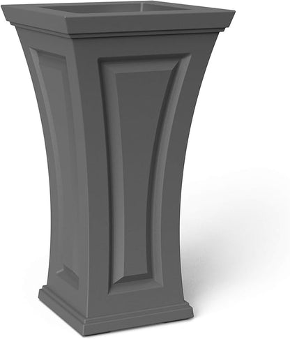 Mayne Cambridge 28in Tall Planter - Graphite Grey - 16" x 16" x 28in - Polyethylene - Built-in Water Reservoir (4834-GRG)