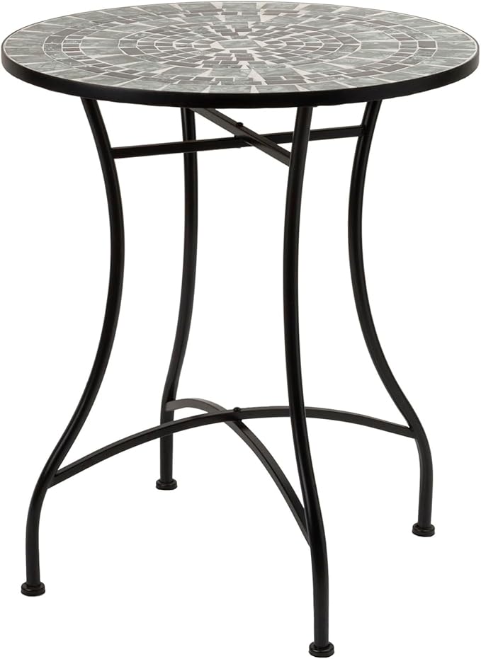Alpine Corporation Indoor/Outdoor Marbled Glass Mosaic 3-Piece Bistro Set Folding Table and Chairs Patio Seating