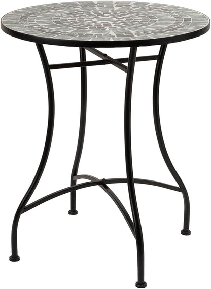 Alpine Corporation Indoor/Outdoor Marbled Glass Mosaic 3-Piece Bistro Set Folding Table and Chairs Patio Seating