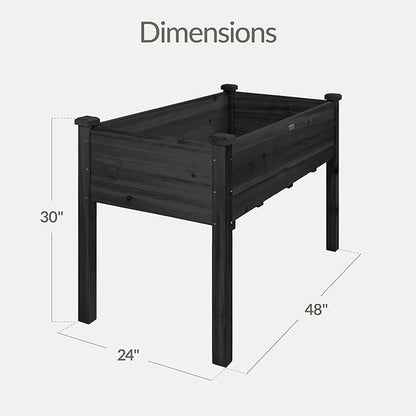 Best Choice Products 48x24x30in Raised Garden Bed, Elevated Wood Planter Box Stand for Backyard, Patio, Balcony w/Bed Liner, 200lb Capacity - Black