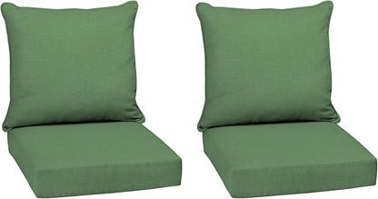 Arden Outdoor Deep Seat Cushion Set (2-Pack), 22 in x 24 in, Weather-Proof, Rain-Proof, Fade Resistant Patio Cushion for Chair, Sofa, and Couch Bright Moss Green Leala