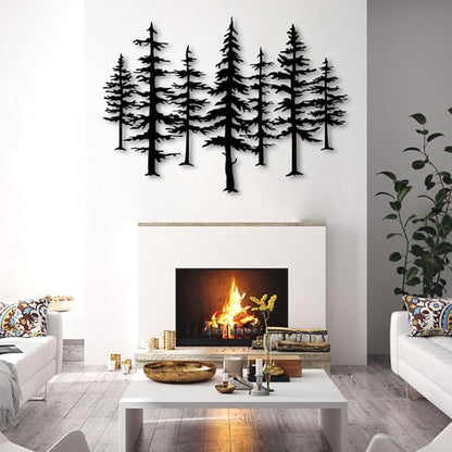 Pine Tree Metal Wall Art, Big Pine Trees Metal Wall Art, Metal Pine Tree Art, Metal Minimalist Pine Wall Decor, Nature and Forest Decor, Tree Decor Wall Hanging, Nature Lover Gift (33"x 24"| 86x62cm, Sliver)