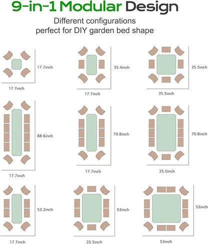 Aoodor 9-in-1 Modular Aluzinc Metal Raised Garden Bed, 89" L x 17.7" W x 17" H, Outdoor Planter Box for Vegetables, Flowers, and Herbs, Olive Green