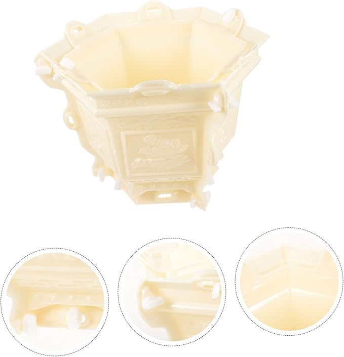 PRETYZOOM Home Decor Plastic Planter Mold Hexagonal Flower Pot Mold Concrete Cement Plant Pot European Style Vase Container Mould for DIY Crafts Makings Resin s